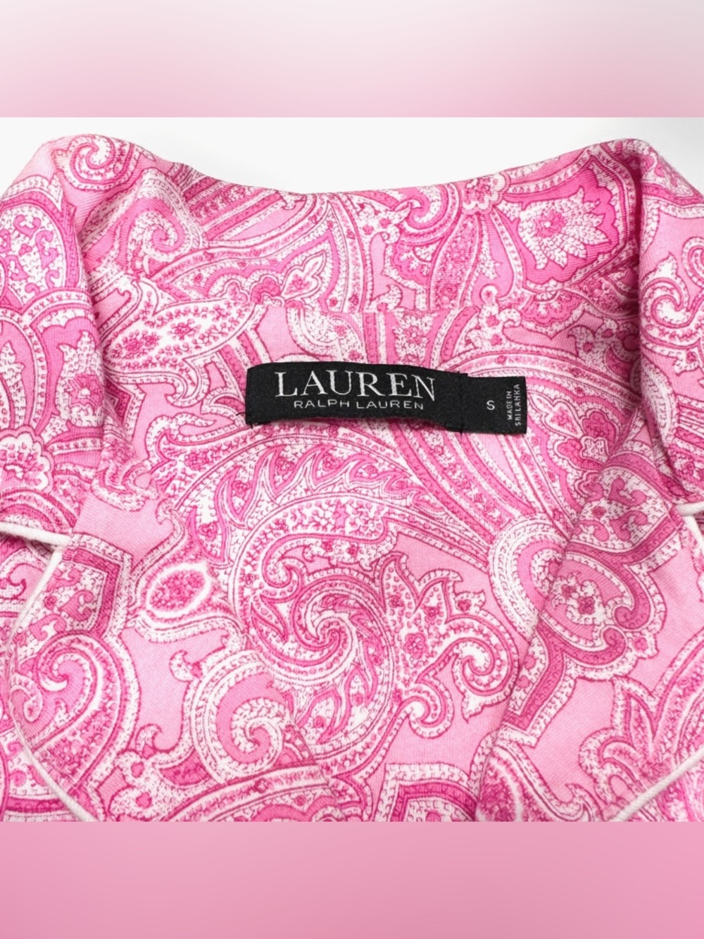 Lauren Ralph Lauren Pink Paisley Short Sleeve Pajama Set Sz Small Cotton Lounge - Picture 4 of 14